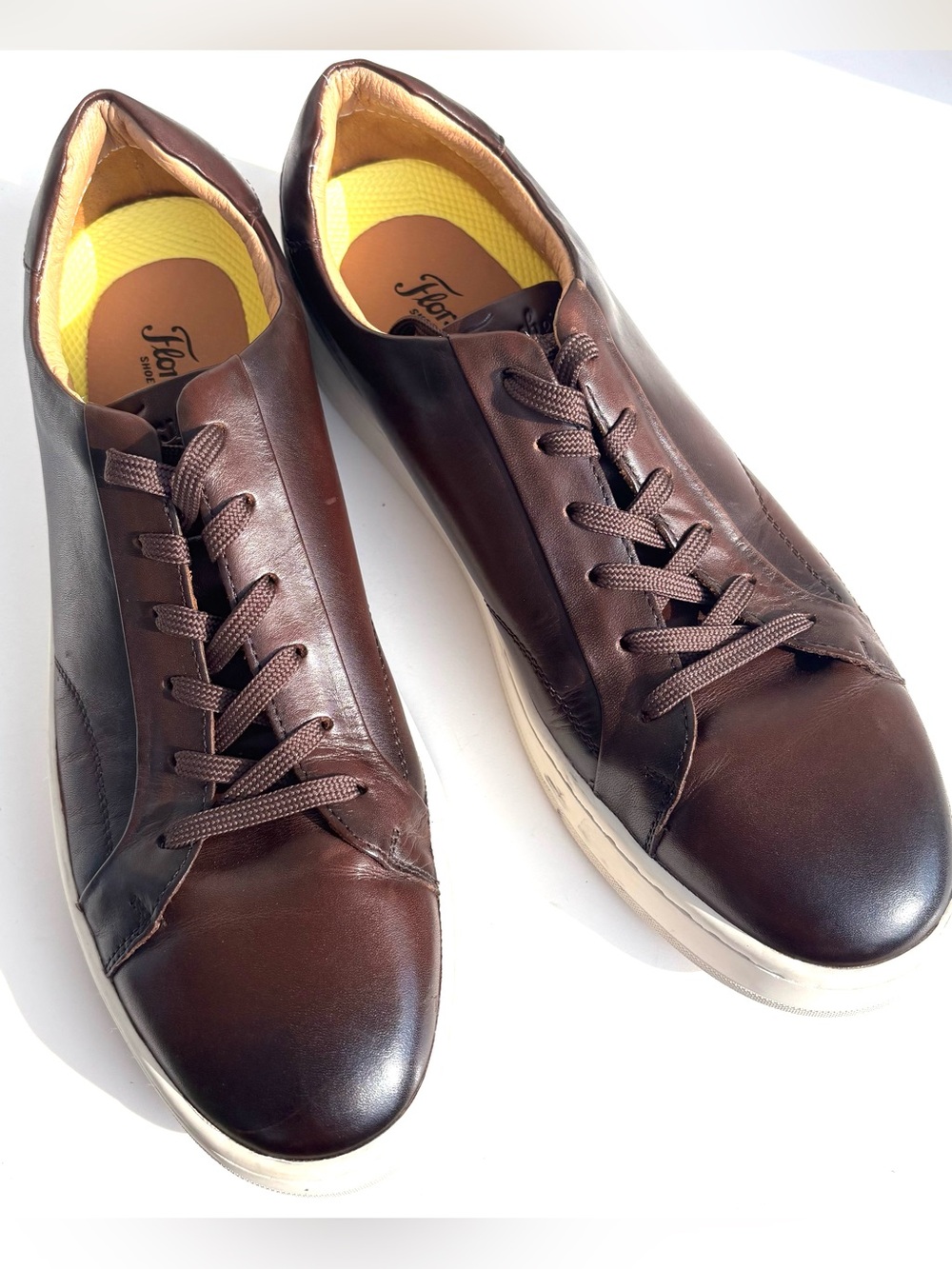 Florsheim Men’s Dark Brown Leather Low-Top Monopoli Sneakers Sz 11M